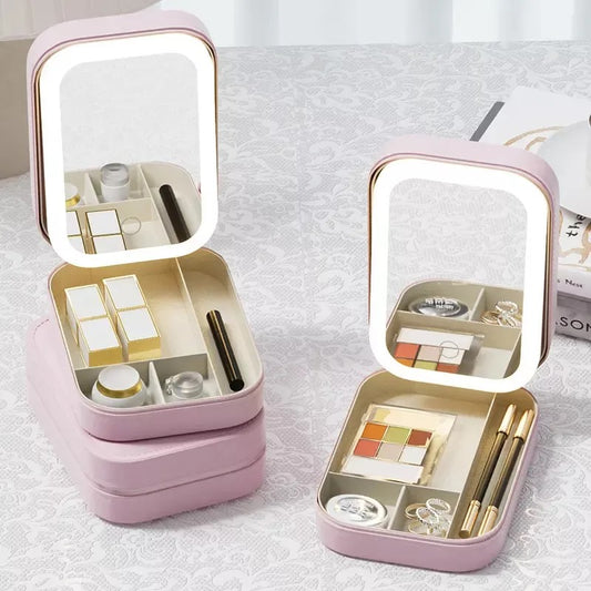 BellaGlow™ – Organizador de Maquillaje con Espejo LED