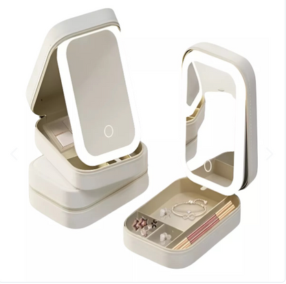 BellaGlow™ – Organizador de Maquillaje con Espejo LED